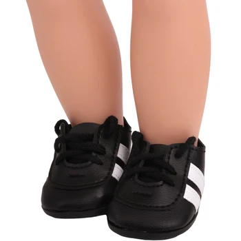 Boneca Sapatos Pretos de Futebol, Sapatos de Desporto Prego Calçados de 18 Polegadas Americana Og Menina Boneca 43 CM Reborn Baby Boy Boneca DIY Brinquedo de Presente s241