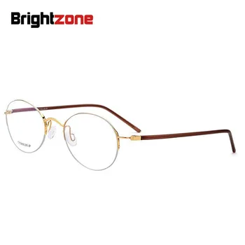 Brightzone Vintage IP Pura Galvaniza Meio sem aro Excelente Oval Óculos de Armação Redonda-óculos-armações de Oculos De Grau Gafas