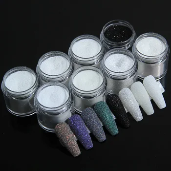 Brilhante Açúcar Unhas De Glitter Em Pó Transparente Branco Preto Doces Revestimento Em Pó Pó De Pigmento Nail Art Decoração De Lantejoulas Manicure