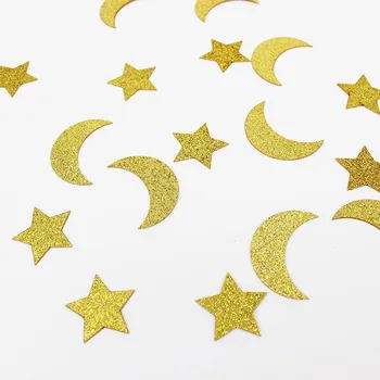Brilho da Lua Estrela do Papel Confete EID Mubarak Decoração para a Casa do Islã Crianças Muçulmanas Festa de Aniversário, Decoração de 2022 Ramadã Suprimentos