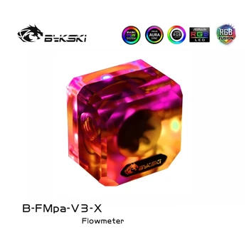 Bykski B-FMpa-V3-X,RGB Cubóide Acrílico Água Medidor de Vazão Medidor de vazão de Monitoramento por Computador, Sistema de Refrigeração de Água