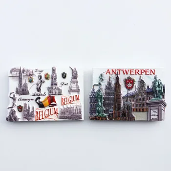 Bélgica Antuérpia rede vermelha atrações coleção de viagem comemorativa de artesanato magnético frigorífico adesivos