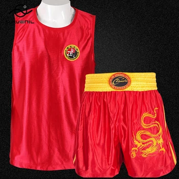 Calções de boxe e Singlet Conjunto Vermelho Azul Preto Amador Homens Mulheres Crianças de Formação de Concorrência Luta de Muay Thai Shorts, Camiseta MMA