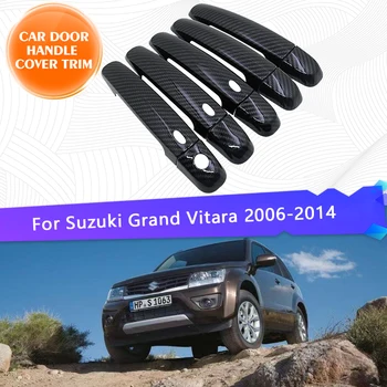 Carro de Capa maçaneta da Porta Para Suzuki Grand Vitara Nomade Escudo de 2006~2014 Impermeável de Fibra de Carbono 5pc Conjunto Exterior de Acessórios de Peças