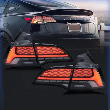 Carro de Cauda Lâmpada para Tesla Modelo 3 Modelo Y 2017 - 2022 luzes traseiras LED Montagem Sequencial Dinâmica do Sinal de volta Dual Inversa da Lâmpada