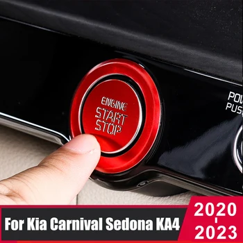 Carro de Motor de Ignição Iniciar o Botão de Paragem de Cobertura Guarnição Vinheta de Caso Para Kia Carnival Sedona AC4 2020 2021 2022 2023 Acessórios