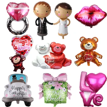 Carta de amor Anel de Diamante Balões Folha Lábios Balão de Aniversário de Casamento, Dia dos Namorados Decorações do Partido Supplie Hélio Globos