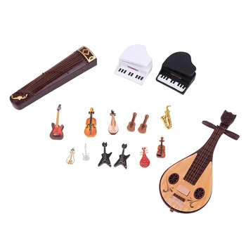 Casa De Bonecas Em Miniatura Simulação De Violino, Guitarra, Piano, Instrumento Modelo De Brinquedos Acessórios De Decoração