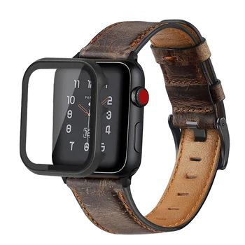 caso+Retro Vaca tira de Couro para Apple faixa de relógio de 44mm 40mm iWatch 42mm 38mm pulseira bracelete Apple relógio 4 3 5 se 6