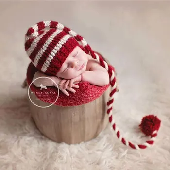 Cauda longa bola cap recém-nascido fotografia adereços de mão-tecidos de bebê chapéu de crianças de fotografia com adereços, de chapéu