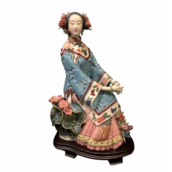 Cerâmica Chinesa De Decoração De Casa De Accessorie Presente Clássica Garota Figura Estatueta De Mulheres Bonitas Estátua Senhora Arte Da Escultura Tabela De Artesanato