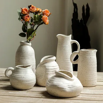 Cerâmica Vaso Retro Vasos De Decoração De Casa De Vaso De Flor Decoração Vaso De Flores De Decoração De Quartos Modernos Nórdicos Decoração Decoração Sala De Estar