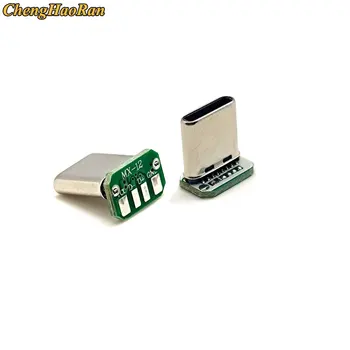 ChengHaoRan 5pcs USB 3.1 tipo C masculino vertical patch conselho 16pin de dados de banda do PWB de fita USB conselho cabeça do macho 16p usb conector c