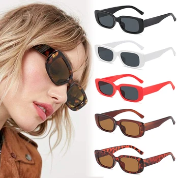 Clássico Retângulo de Óculos de sol para Mulheres Retro Condução Óculos Vintage Leopard Moldura Quadrada de Viagens de Pesca Caminhadas UV400 Óculos