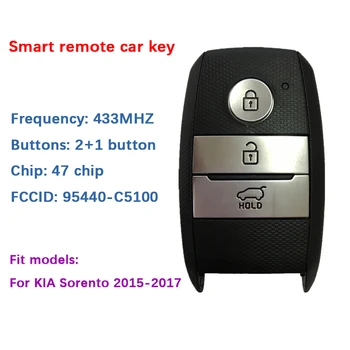 CN051086 Original/Aftermarket 3 Botão de Chave Inteligente Remoto Para 2015-2017 KIA Sorento 433MHz FCCID 95440-C5100