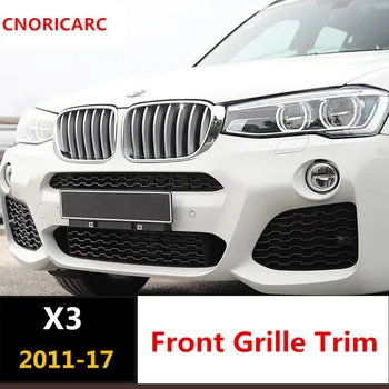 CNORICARC 14pcs estilo Carro Cromado ABS, Grelha Frontal Decoração de Capa de Tiras de Guarnição para BMW X3 F25 2011-17 Exterior de moldagem