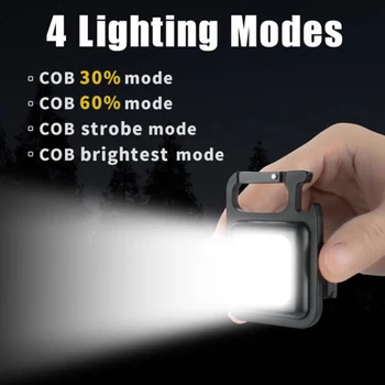 COB Luz do Keychain do Carregamento USB Lâmpadas de Emergência Multifuncional Mini-Brilho Magnético Forte o Trabalho de Reparação de Acampamento ao ar livre Luz