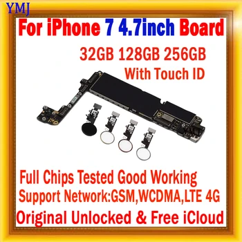 Com a impressão digital Para iPhone 7 placa-Mãe Não Conta de ID da placa-mãe, GSM, WCDMA, LTE 4G Placa Lógica Com / Sem botão home Plate