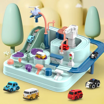 Corrida de vagões de Trem de Brinquedo Definido para a Criança Educacionais de Montessori Crianças Carro de Corrida Cérebro Jogo de Aventura Interativa Jogar Brinquedo