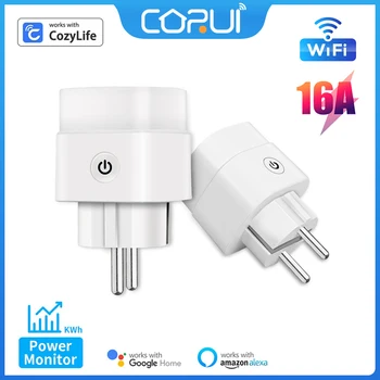 CoRui CozyLife Smart Plug 16A UE wi-FI Remoto sem Fio Tomada de Electricidade Estatísticas da Função de Temporizador Inteligente Plug App de Controle Remoto