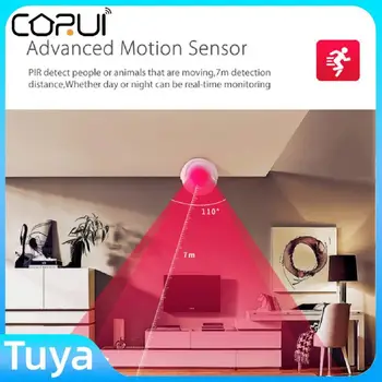 CORUI Tuya WiFi, Sensor de Movimento de PIR Mini Humanos Dectector de Sensores sem Fio, Sistema de domótica Inteligente Vida APP de Controle Remoto