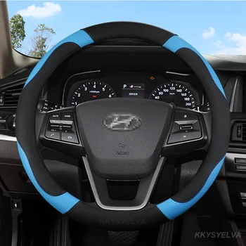 Couro do PLUTÔNIO de Carro Cobertura de Volante Para Hyundai ix25 ix35 i10 i20 i30 Starex SantaFe Sonata Tucson 2017 2018 2019