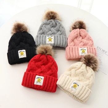 Crianças com chapéu de outono e de inverno de malha de lã chapéu de meninos e meninas engrossado com lã earwarmers versão coreana do versatil