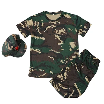 Crianças Militar Conjunto Tops+Calça curta+cap Halloween Uniforme Militar Adolescente Menino de Combate Camisa de Alta Qualidade Exército Terno 110-170