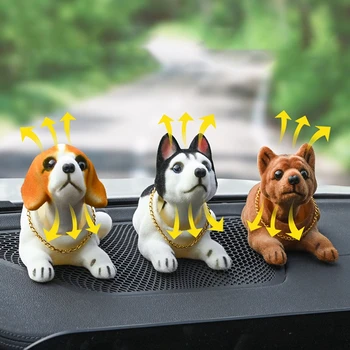 Criativo Bobble Head Cão Figura Ornamento Estátua Bonito, Balançando a Cabeça do Cão do Carro Ornamento do Painel do Carro de Mesa, Decoração, Sacudidos