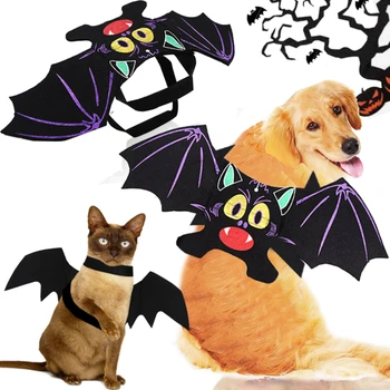 Criativo Halloween Animal De Estimação Decoração De Suprimentos Engraçado Asas De Morcego Forma Ajustável Cães Gatos Roupas De Férias Trajes U3
