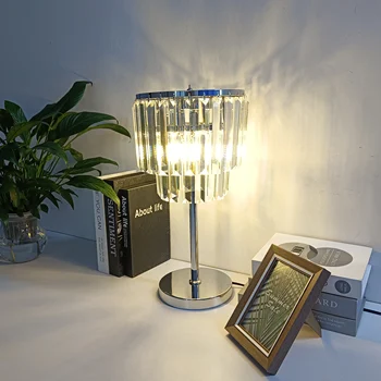Cristal de luxo Candeeiros de Mesa Moderno Quente ao Lado da Sala de Estudo Candeeiros de Secretária Decoração Claro Cinza Cristal dispositivo elétrico de iluminação