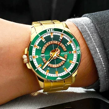 CURREN Homens Relógios de Negócios Criativos Relógio Masculino Relógios de pulso de Luxo Banda de Aço Inoxidável Relógio de Quartzo com Data
