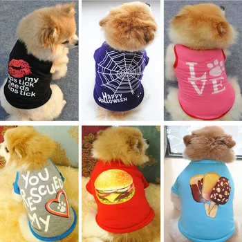 Cão de estimação, Roupas de Verão T-shirt Para o Pequeno filhote de Cachorro Cães Chihuahua de Algodão Macio Cão Veste Roupas de Vestuário Gato de Estimação Roupas XS-L