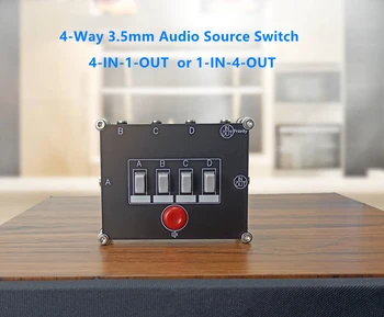 D41) 4-Forma Interruptor de Fonte de Áudio Estéreo de 3,5 mm AUX 1/8 Comutador de Sinal Selector de entrada do Divisor de Caixa 4(1) 1(4) A versão de atualização