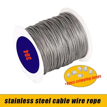 De 0,5 mm e 4 mm, 10-100m cabo de aço inoxidável de corda, da corda de fio, macio pesca, linha de roupa, de elevação antiferrugem funda