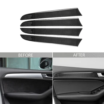 De Fibra de carbono, Carro Porta Interior do Painel de Guarnição Adesivo Para o Audi Q5 SQ5 8R 2009-2017 Painel de controle Faixa de Adesivos de Decoração de Auto Estilo