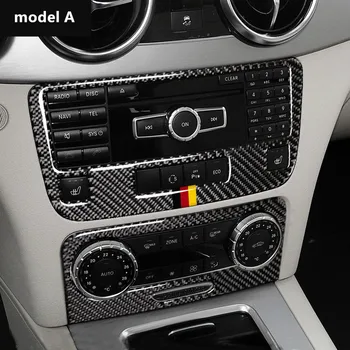 De Fibra de carbono, Console Central de Ar condicionado CD Moldura Tampa Guarnição 2pcs Para a Mercedes Benz GLK X204 300 260 350 250 220 2013-2015