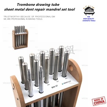 De Latão de alta qualidade instrumento de reparação de ferramentas Trombone desenho de tubo de metal de folha de reparação de mossas mandril conjunto de ferramenta