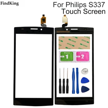 De Toque do Telefone móvel Tela TouchScreen Para Philips S337 CT337 Toque Frontal de Vidro de Vidro do Digitalizador Painel de Lente Sensor de Ferramentas de 3M Cola