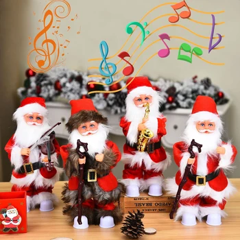 Decorações de natal para a Casa Santa Decoração de Feliz Ano Novo 2021 Elétrico Balanço de Música de Santa Presentes de Natal para Crianças