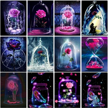 Diamante Pintura Disney Stitch Completo Quadrados&Redondos 5D Bordado Mosaico Diy Arte dos desenhos animados de rosa Vermelho a bela e a Fera, Branca de Neve