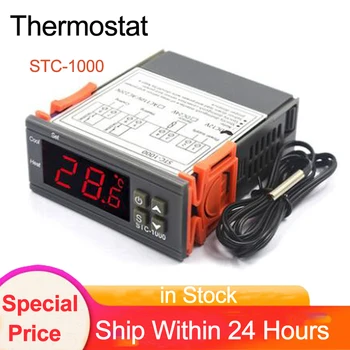 Digital Controlador de Temperatura do Termostato Thermoregulator incubadora de Relé LED 10A Aquecimento Arrefecimento STC-1000 STC 1000 12V 24V 220V