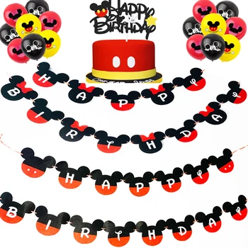 Disney Mickey Mouse Crianças Festa de Aniversário, Decoração de Balão pano de Feltro banners de bebê, Festa de Aniversário Sinalizador de Suprimentos
