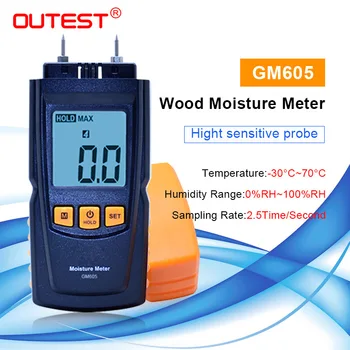 Display Digital LCD Medidor de Umidade de Madeira Umidade Testador de Madeira Úmida Detector portátil medidor de umidade de madeira GM605
