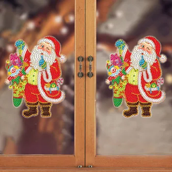 DIY Diamante Pintura Guirlanda de Natal Adesivo de Parede Papai Noel Adesivo de Casa, Decoração de Natal Janela, Porta de Vidro Adesivo de Parede