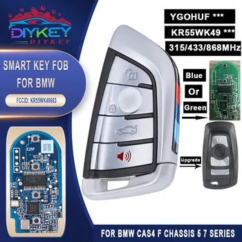 DIYKEY YG0HUF5661 315/434/868MHz PCF7953 CAS4 CAS4+ Sistema de Modificar 4 Botão Remoto chaveiro para BMW Chassi F 5 7 Série Prata