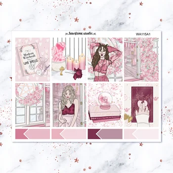 Doce cor-de-rosa Magia do amor Semanal Rótulo Adesivo Decorativo de DIY Planejador Diário de Scrapbooking Álbum de Adesivos