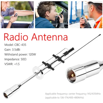 Dual Band Antena Exterior do Automóvel e Peças de Decoração CBC-435 UHF VHF 145/435MHz para Rádio Móvel PL-259 Conector