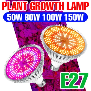 E27 Planta LED Spotlight Fito Espectro Completo da Lâmpada Crescer Lâmpada de 50W 80W 100W 150W Planta Lâmpada do Copo Para o Interior Vegetais Sementes