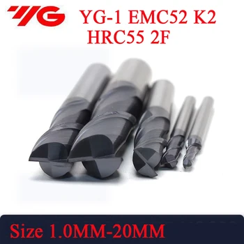 EMC54 K2-2F Flauta 35 Hélice 1MM de 1,5 MM, 2 MM 2,5 MM 3 MM 3.5 MM 4 MM 4,5 MM 5MM 6MM 8MM 9MM 10MMKorean YG HRC55 fresa de topo de metal duro